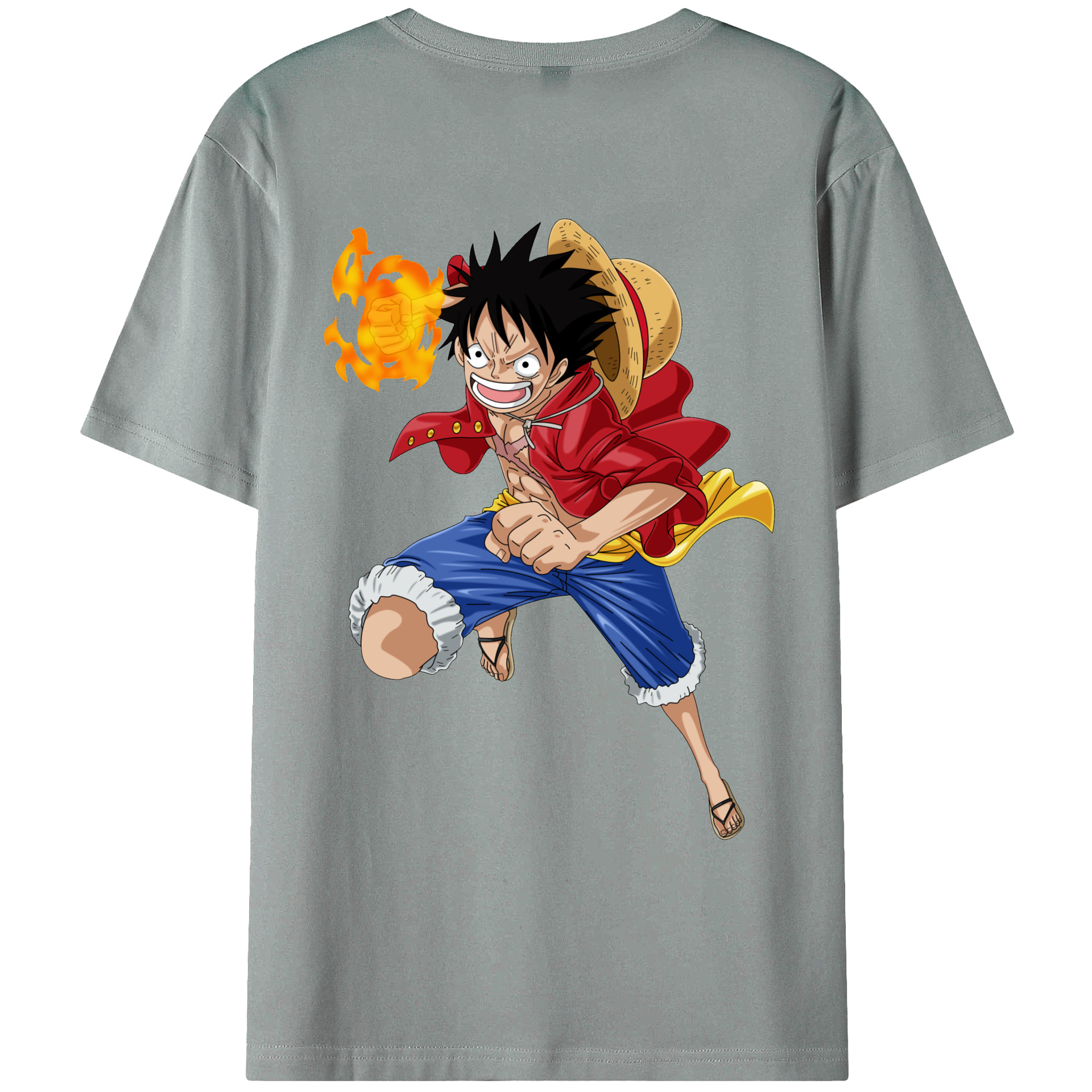 ワンピース モンキー・D・ルフィ ONE PIECE Monkey D. Luffy 綿100％ メンズ半袖Tシャツ（バックプリント） 通気性
